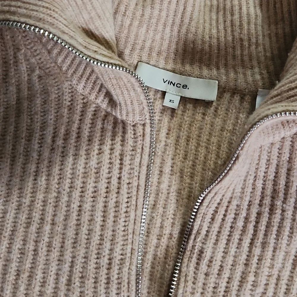 VINCE Wool & Cashmere Half Zip Sweater In H Desert - Picture 5 of 6